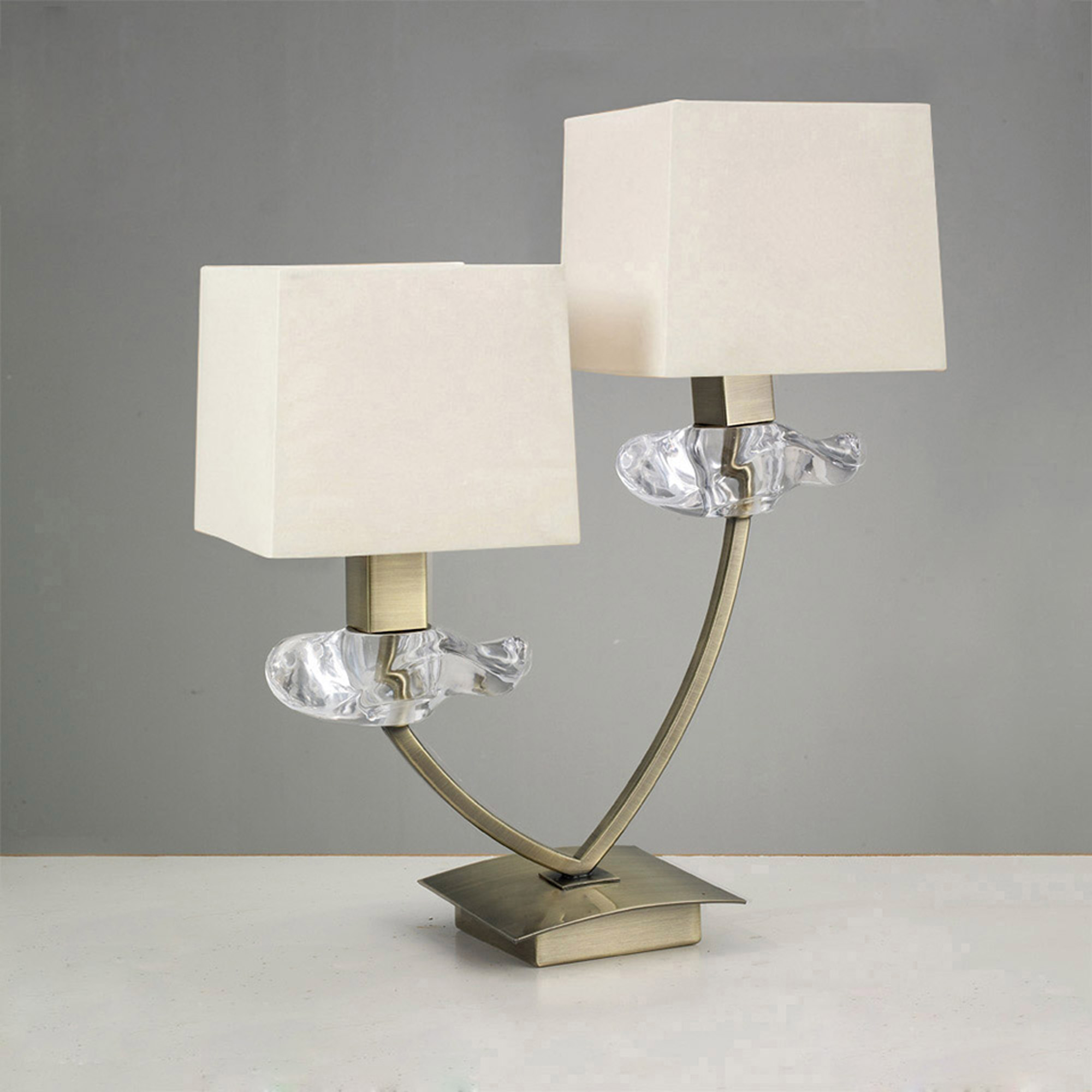 Akira Antique Brass-Cream Table Lamps Mantra Shaded Table Lamps